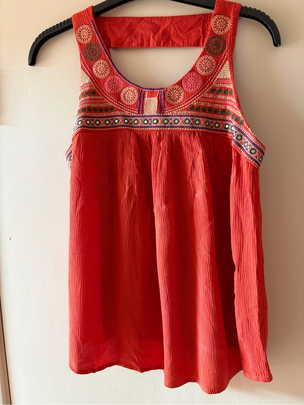 Xhilaration orange Embroidered Scoop Neck Tank Top